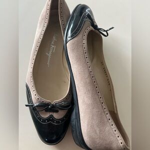 Salvatore Ferragamo Ballerina flats. Used only 2 times. Cream real suede. Size 7
